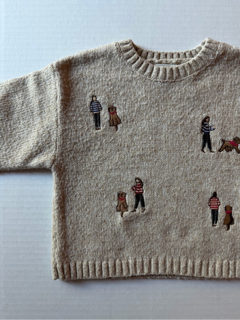 Zara Kids Dog Walker Embroidered Knit Sweater 3Y 98cm